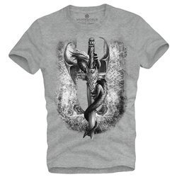 T-shirt męski UNDERWORLD Dragon szary