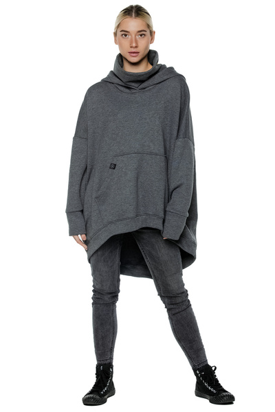 asymmetrical sweatshirt UNDERWORLD with a neck warmer